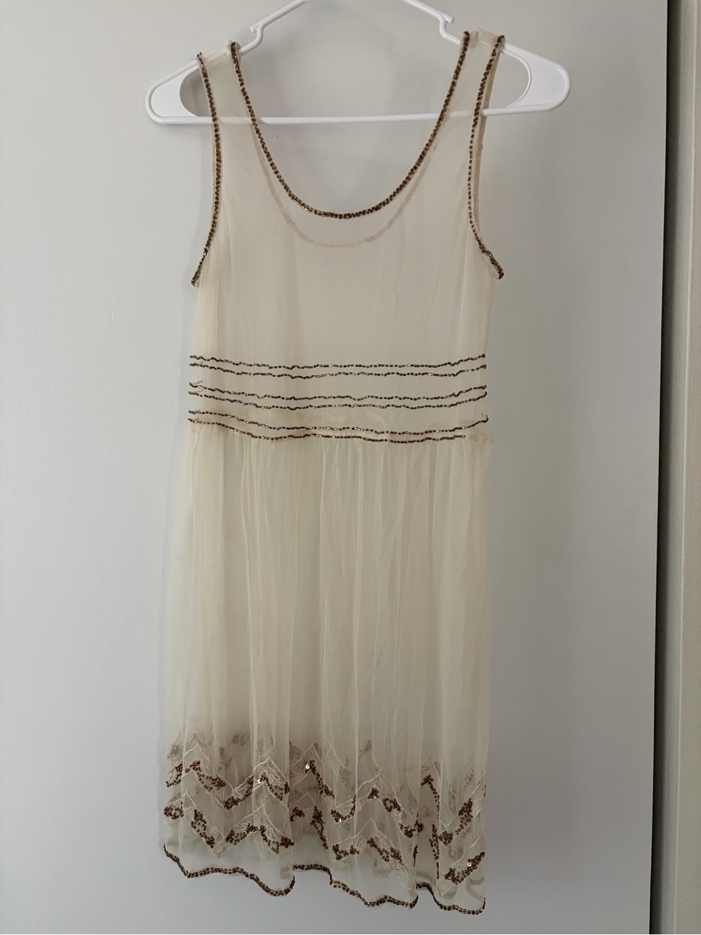 Ivory Beaded Sheer Tank Dress